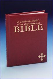 CATHOLIC CHILD'S FIRST COMMUNION BIBLE-MAROON IMITATION LEATHER