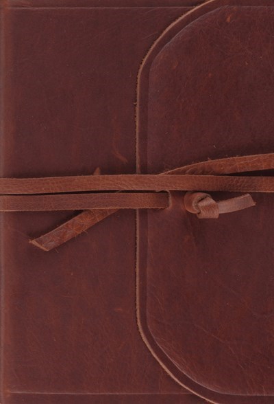 ESV LARGE PRINT COMPACT BIBLE-NATURAL LEATHER W/FLAP & STRAP (Order #9798874903008)