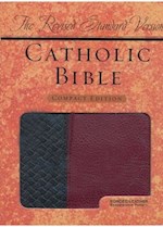RSV CATHOLIC BIBLE/COMPACT EDITION-BLACK/BURGUNDY BASKETWEAVE BONDED LEATHER