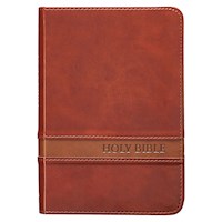 KJV LARGE PRINT COMPACT BIBLE-BROWN FAUX LEATHER