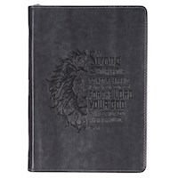 JOURNAL-CLASSIC LUXLEATHER-BE STRONG & COURAGEOUS-GRAY